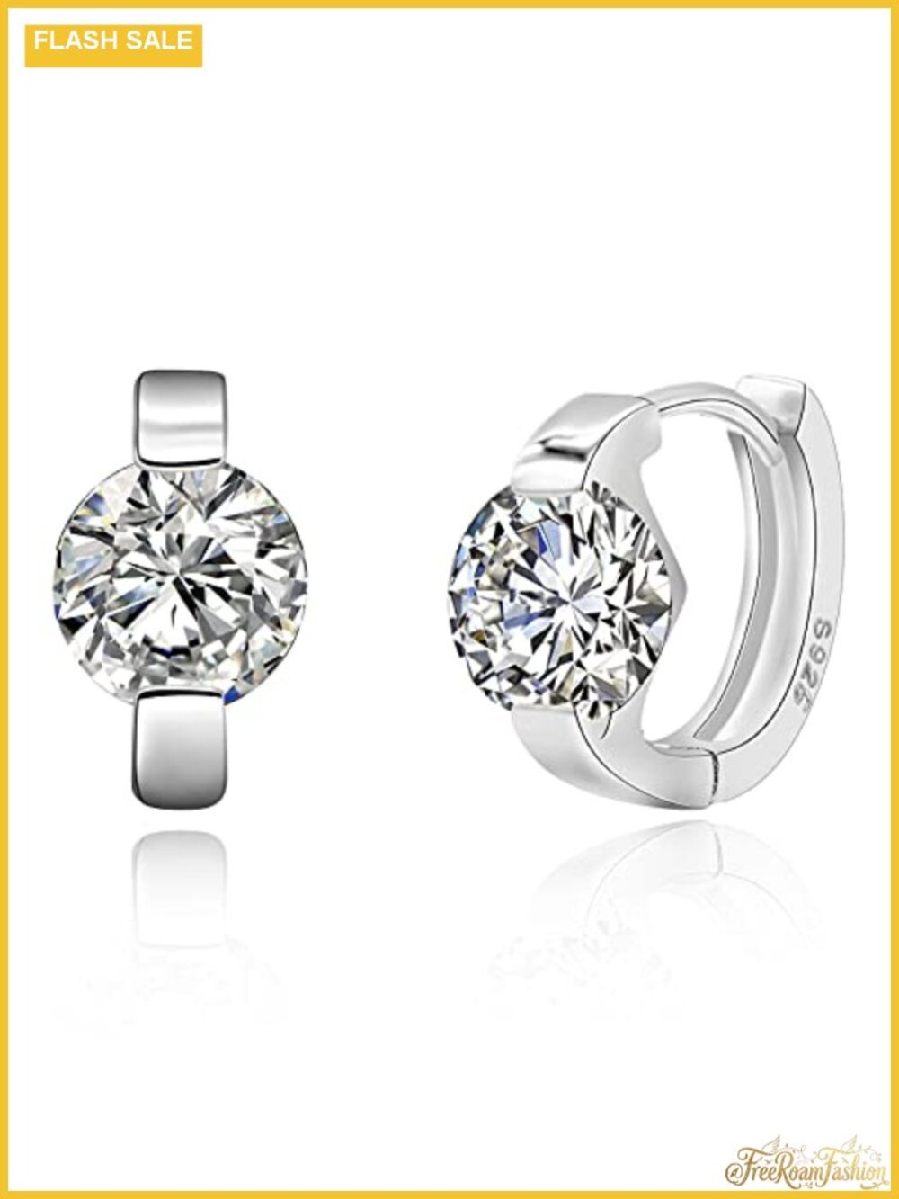 14k Gold Plated 925 Sterling Silver Huggie Hoop Earrings Cubic Zirconia
